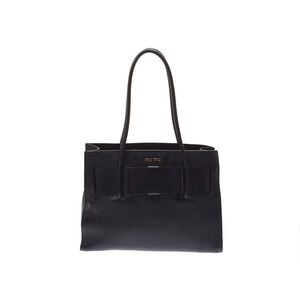 Miu Miu Madras Fiocco Handbag Black Goatskin Lambskin